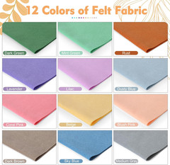 12 Rolls 8″X20″ 1.4Mm Thick Soft Felt Fabric Sheets – 12 Assorted Morandi Colors