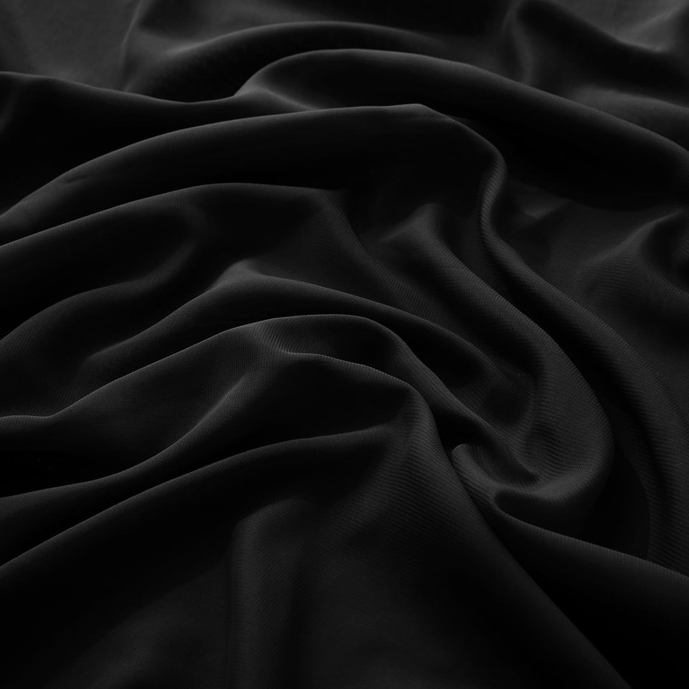 Black Chiffon Fabric by the Yard, 1 Yard, 60 Inch | Pure Polyester Chiffon, Pre-