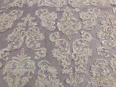 Off White Beaded Sequin Embroidery Bridal Lace Fabric 50” Width Sold By The Yard