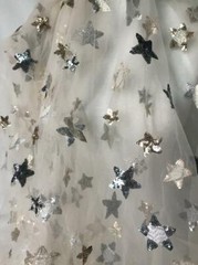 1 Yard Beautiful Stars Lace Fabric Sequins Fabric Soft Ivory Tulle Lace Fabric