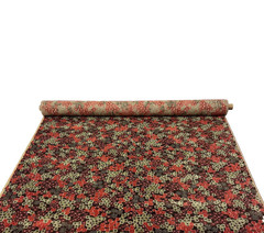 DESIGNER FLORAL GEO VELVET SPA BLUE RED CUSHION HIGHEND FABRIC BY 1/2 YARD 50″W