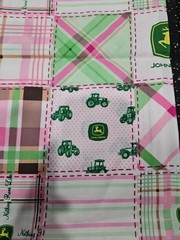 Lot of 4.25 Yards John Deere Madras Plaid Pink Cotton Fabric