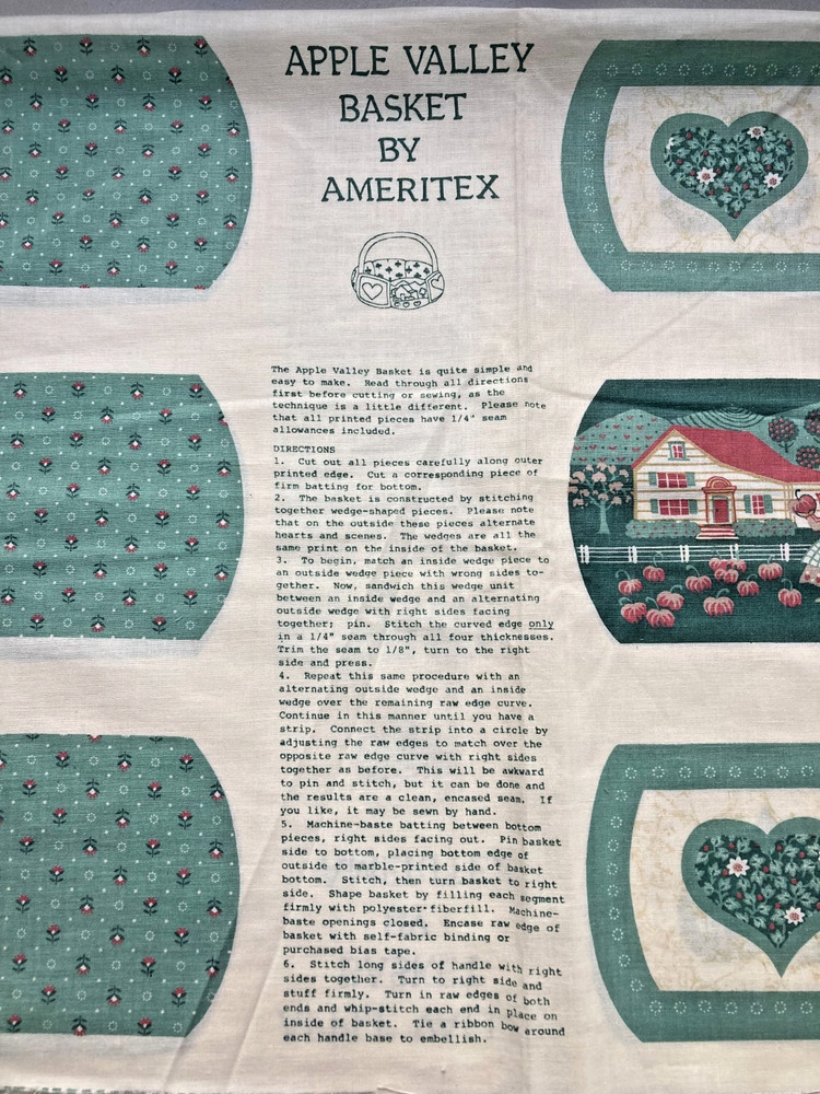 Apple Valley Basket by Ameritex printed fabric and instructions