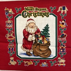Vtg Cranston Print Works Night Before Christmas Cloth Book Fabric Panel Uncut