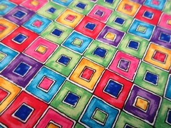 2+ Yds x 42 In Fabric Quilting Cotton Colorful Squares Rainbow Contrast 232