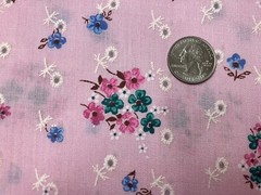 Vintage Flocked Pink Floral Eyelet Fabric 47 x 45 Flower Bouquets Opaque