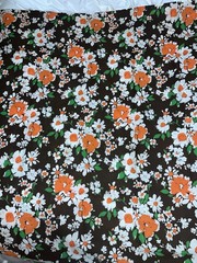 Marcus Brothers Textiles Floral Cotton Fabric Vtg. 1.25 Yds 44” Wide Brown