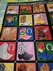Cowpokes Nancy J Smith/Milligan Cowboy Boots Cotton Fabric Panel 44″ X 37″