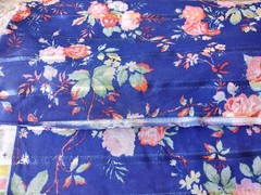 Fabric ~ Floral on Blue Background ~ 108 L x 60 W (3 Yards) ~ Soft, Lightweight