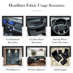 Suede Headliner Fabric, 120″L×60″W Dark Grey Car Headliner Material, Tela P