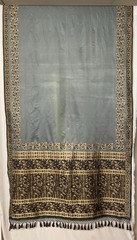 Exquisite Floral & Paisley Border Silk Sari Sage Green 5.5 In Length 44″ Wide