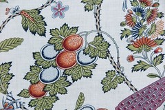 SCHUMACHER CURTAIN FABRIC DESIGN Campagne PERSIMMON & PINK 6.4 METRE LINEN BLEND