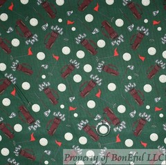 BonEFul FQ Cotton Quilt VTG Green Golf Course Club*s White Ball Tee Flag Unisex