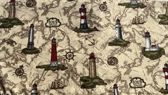 Robert Kaufman Cotton Fabric BAYSHORE Collection Lighthouses Nautical 4 Yds