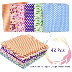 42Pcs 10×10 Quilting Cotton Fabric Red/Pink/Yellow/Green/Blue/Purple