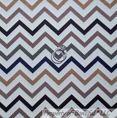 BonEful FABRIC FQ Cotton Quilt VTG Black Gray White Brown Tan Men Chevron Stripe