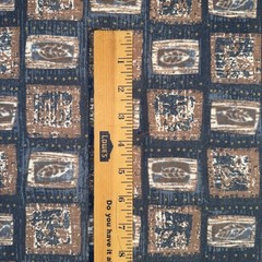 Mid Century Brown Tan Blue Cotton Blend Decor Fabric Remnants #8