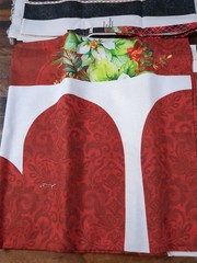 Lot of Fabric, Red Cardinals, Christmas Theme,Floral, Red, White, Black, 1lb 9oz