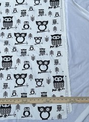 Hooty owl Animal Print Fabric Black White Pattern USA