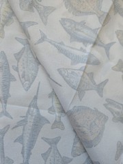 White Canvas With Fish Print Fabric 58″ X 35″ Sewing Projects Crafting Home