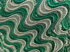 Kelly Green Silver Rhinestones Embroidery Bridal Lace Fabric 50” Width 1 Yard