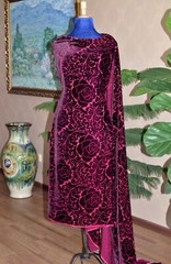 3.1 yd/ Vintage Silk velvet Devore fabric Luxury Silk Uzbek Oriental cloth