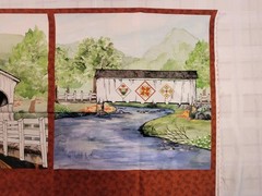 Fabric Panel – Covered Bridges Barn Art Quilt Blake Designs Wall Crafts 34×42″
