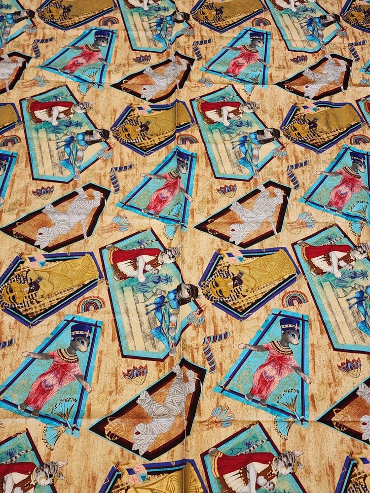 Michael Miller Paw Prints of Egypt Cats Fabric Egyptian 2.58 yds.
