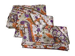 Vintage NOS Pale Pink / Purple Floral Paisley Fabric Rayon 3 Pieces 7 Yds Total