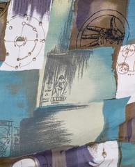 NEW VTG Dress Fabric 8+ Yards One Running Piece Old World Abstract FLAWED 60Wide