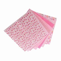 7-Pack 25x25cm Cotton Fabric DIY Assorted Pre-Cut Bedding Kit (Pink)