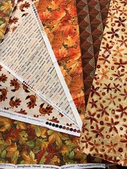 Fall Autumn 6 Fat Quarters Quilters Cotton Turkeys Oak Leaves orange green red