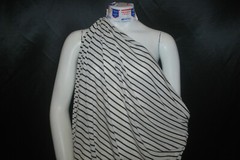 Linen Cotton Rayon Knit Jersey fabric 1/8″ Black 7/16″ Natural Oatmeal Stripes