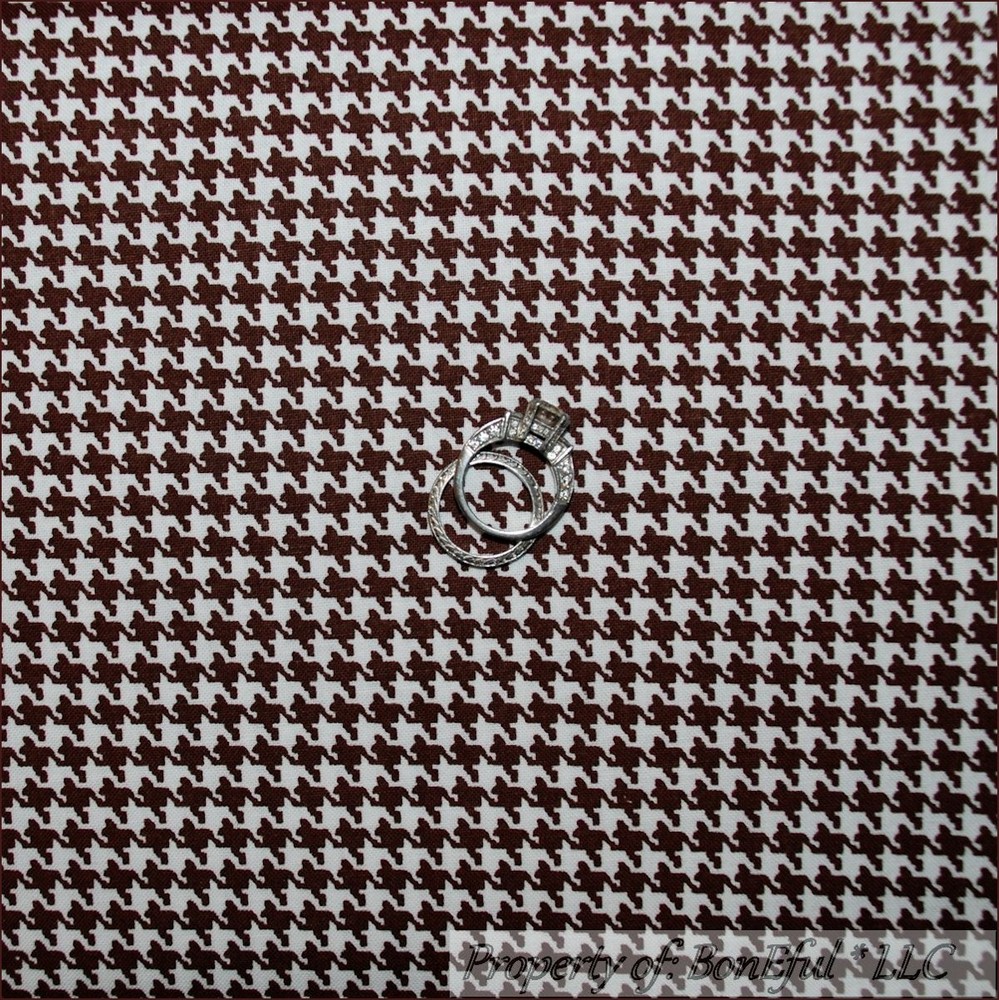 BonEful Fabric FQ Cotton Quilt Brown Off White Check Gingham Stripe Kid Calico S
