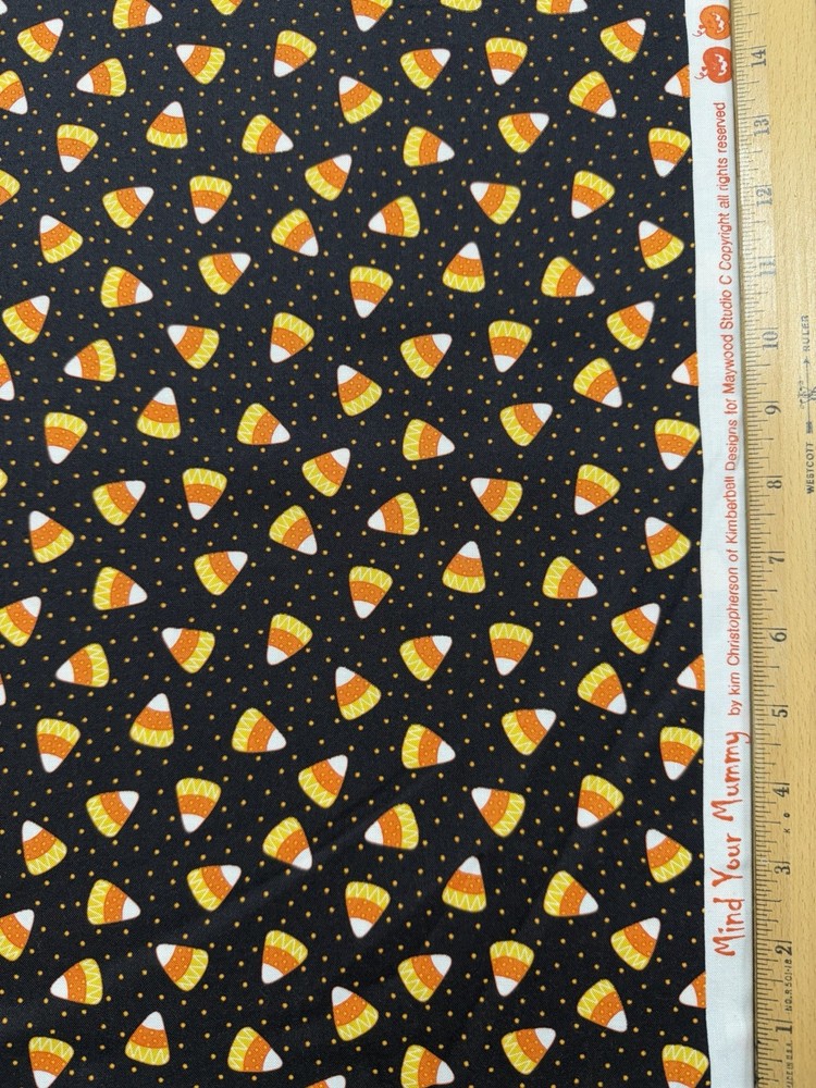 Almost 2 yds (70″) Halloween Candy Corn Maywood Studios 100% Cotton Fabric
