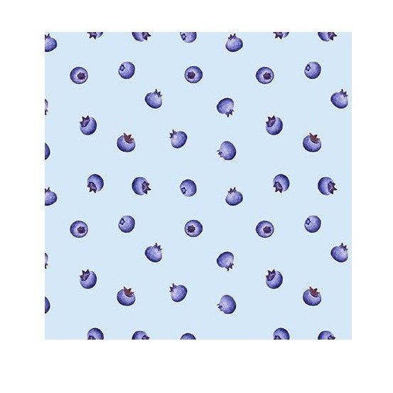 Food Fabric | Berrylicious Blueberry Toss on Blue | Henry Glass YARD