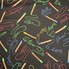 MARY ELLEN HOPKINS SSI Chalkboard Signatures Names Quilting Cotton Fabric 1y+34″