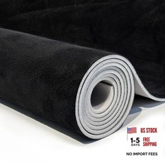 Suede Auto Headliner Fabric 96″ L × 60″ W with Foam Backing – 96″L×60″W Black