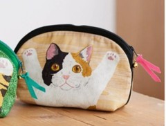 Kokka “Cat Long Body on Wood” Cotton Fabric Panel – from Japan – Adorable!