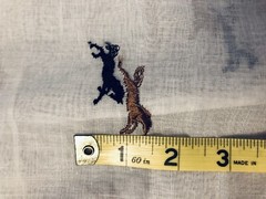 VTG White Voile with Embroidered Black & Brown Stallion Running Horses BTHY
