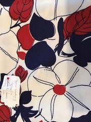 1970s Klopman Mills 44” wide Red, White And Blue Large Floral Fabric, 1 7/8 yd.