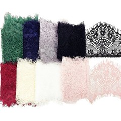 24 Yards Eyelash Lace Trim 3.7″ Wide Vintage Floral Lace Fabric 8 Colors for Sew