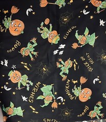VTG Halloween Trick or Treat Anthropomorphic Pumpkin Man Costumed Bats Moon BTFQ