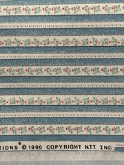 1990 Vintage Tiny Pink Rosebuds Fabric Traditions Blue Floral Cotton 2 yards