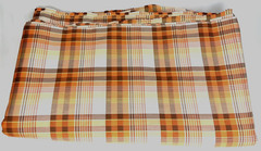 Orange & Brown Plaid Checkered Quilt Fabric Textiles 216″ x 66″ New Arrival