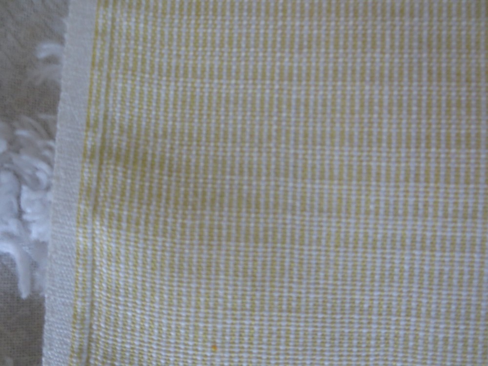 4442. Woven PALE YELLOW MUTED STRIPE Craft SYNTHETIC FABRIC – 48″ x 3/4 yd.
