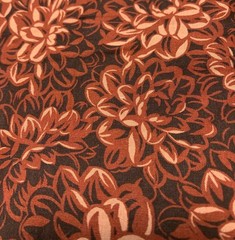 Floral Cotton Fabric 1/2 yard Burgundy Sewing Crafting Quilting Unique Retro Pat