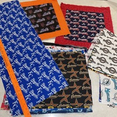 Baseball MLB Fabric (25+) Pc 12×12” (15) pc 33”x12” quilt curtains blanket