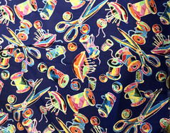 POP ART by Hoffman Sewing Theme Toss Buttons Pin Cushion on Blue BTFQ