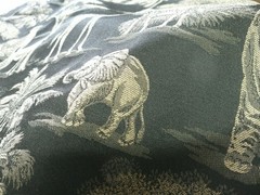 Vintage Jacquard Safari Animals Lush Palms Black/Greys/ Beiges High End BTY 3D